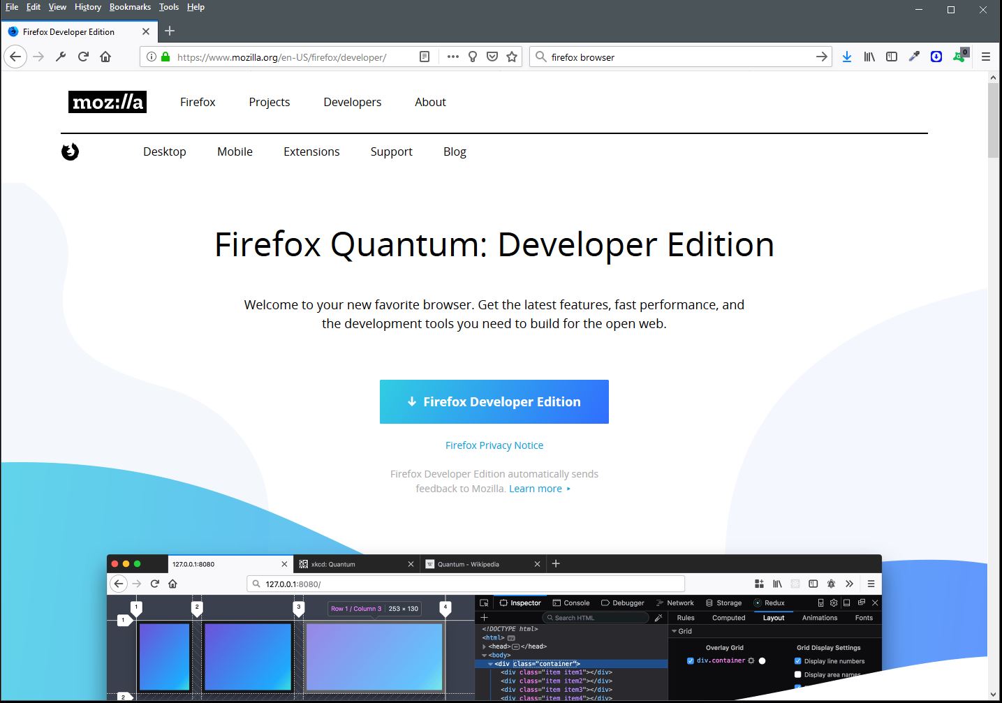 Firefox Developer Edition Web Browser