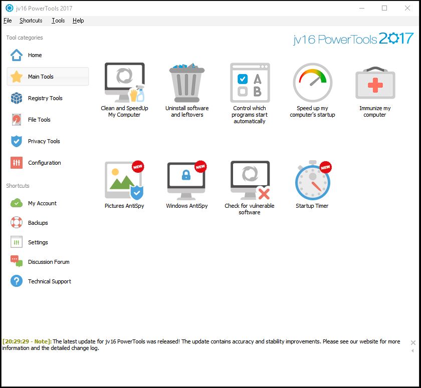 JV 16 PowerTools Software Interface