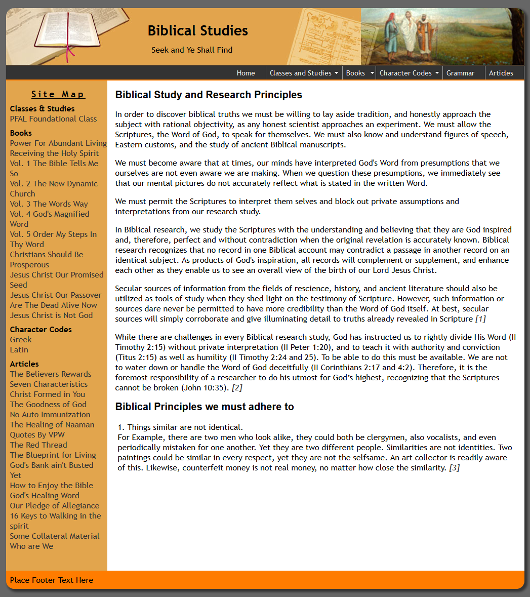 Biblicial Studies Website Screenshot